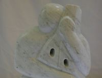 Cellist, white marble, cropped