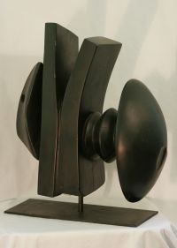 Abstract, Wood, Mahogany on metal base